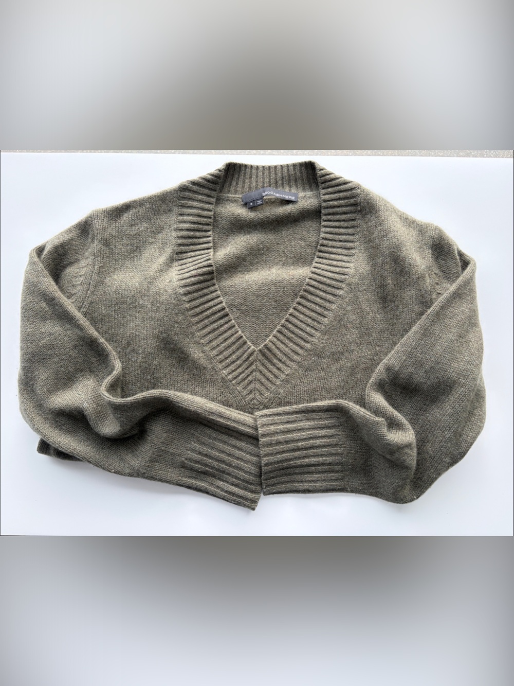 360 Cashmere women’s V-Neck Sweater in Olive - 100% Cashmere